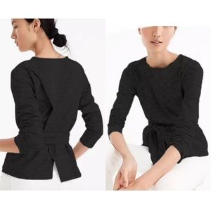 J. Crew Belted Cross Back Long Sleeve Top Cotton